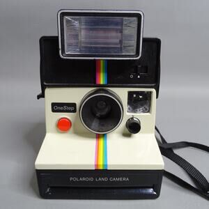 Polaroid One Step Rainbow Stripe Land Instant Camera Flash Untested
